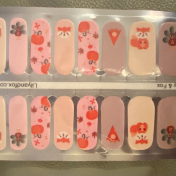 2 Nailwrap Sets Thanksgiving Christmas Turkey Fox Pie & Pumpkins~Santa Glitter.. - Picture 2 of 6
